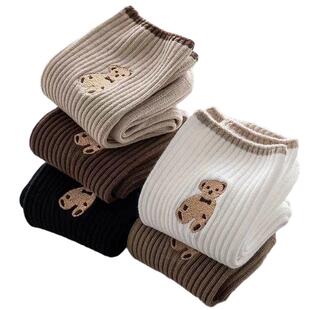 【4双装】秋冬学生小熊袜子女韩版中筒袜ins潮百搭堆堆袜长筒