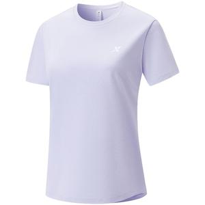 特步速干T女羽毛球服透气短袖女