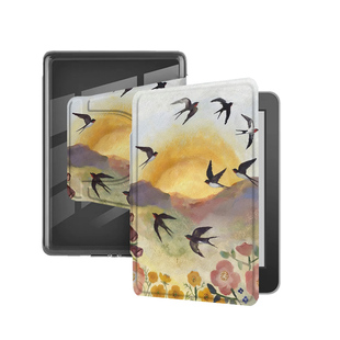 适用Kindlekpw6磁吸拆分12代958风景燕子658旋转电子书保护套花朵