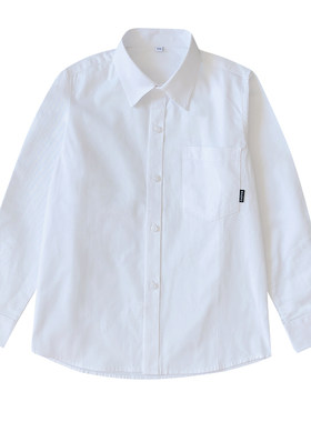 儿童纯棉学院春秋尖领校服白衬衫