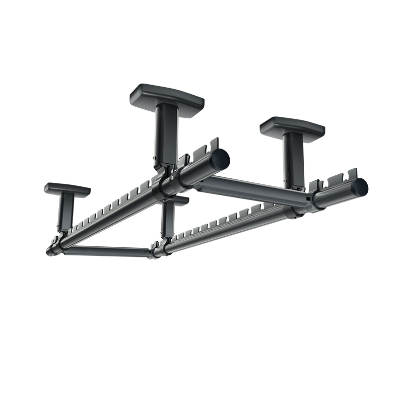 阳台固定式晾衣杆铝合金顶装悬挂式防风晾衣架凉衣晒衣杆家用打孔