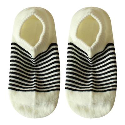 彩色条纹纯棉吸汗船袜女
