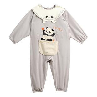 科巢宝宝连体罩衣吃饭专用围兜防水防脏儿童辅食围裙灯芯绒反穿衣