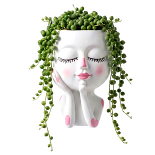 网红可爱少女头像花盆ins风绿植物摆件阳台庭院花园装饰多肉盆栽