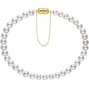 黛米珠宝 织锦 4-5mm正圆极光淡水小天女珍珠手链18K金手串礼物女