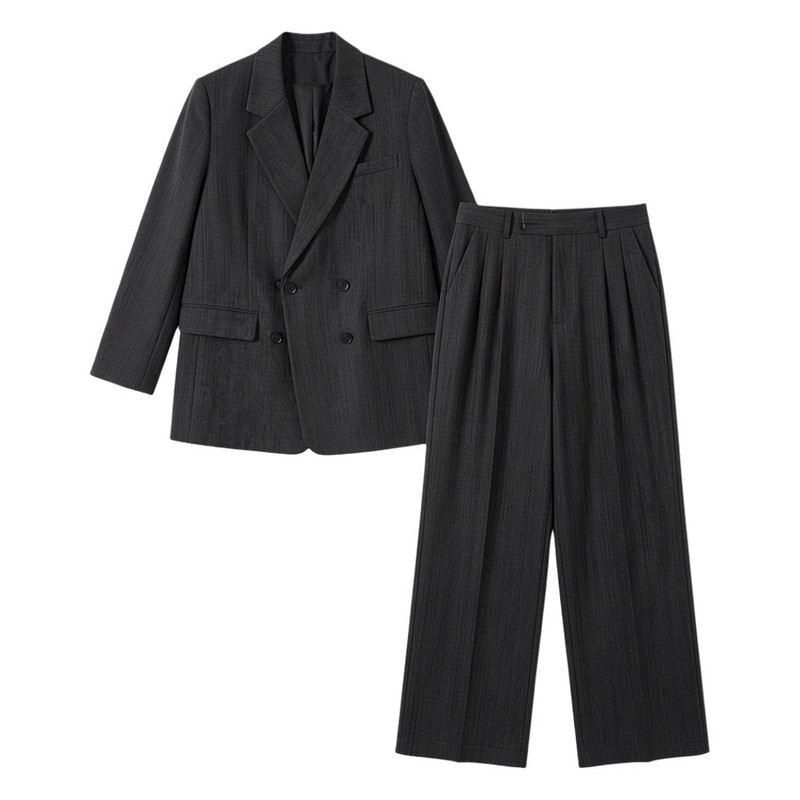 大码女装职业宽松阔腿裤长袖西服