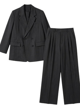 大码女装职业宽松阔腿裤长袖西服