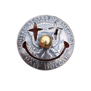 Bolo Tie小丑波洛领带扣5美分银币切割美式复古咔叽搭配2021新2