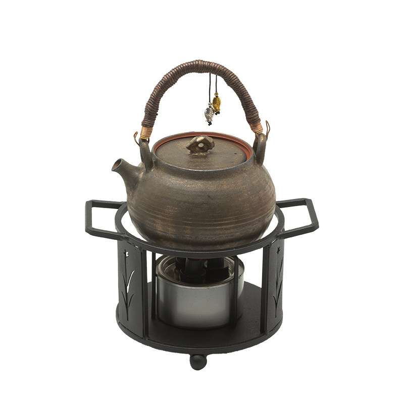 养生红泥煮茶壶酒精煮茶炉提梁壶中式复古户外烧水壶茶具套装家用