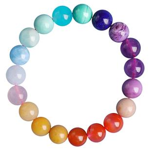 亲宝水晶彩虹多宝手串天然紫水晶手链南红玛瑙散珠海蓝宝