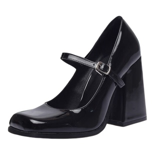 外贸新款41到46特大码女鞋42超高跟单鞋43粗跟方头玛丽珍鞋44 45E