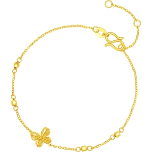 周六福黄金手链5G足金计价金链子蝴蝶手饰新年礼物官方旗舰店