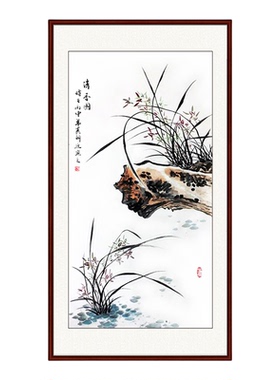 专业手工花鸟竖幅兰石国画水墨画