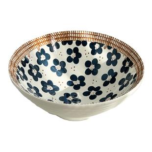 安木良品 大厂订单 日式ins田园小花朵藤编8英寸陶瓷大面碗螺纹碗