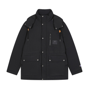【三防】Champion冠军羽绒服女25冬季新款中长款派克风连帽外套男