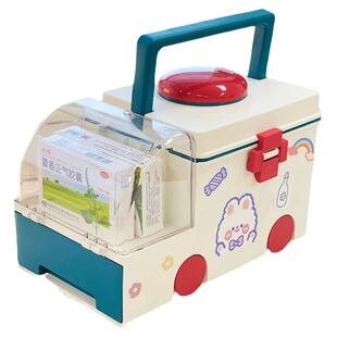 家用收纳箱可爱药品收纳盒儿童桌面药箱宝宝药物箱子医药箱家庭装