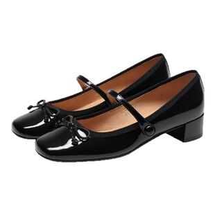 KISSCAT接吻猫[油画少女]秋季新款红色蝴蝶结玛丽珍鞋女通勤单鞋