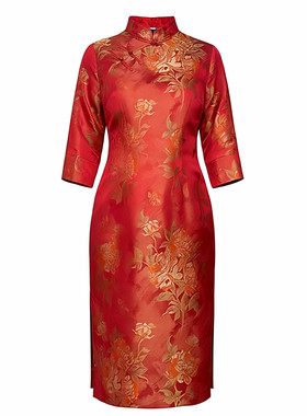 香薇姿新款春秋红色妈妈婚宴礼服