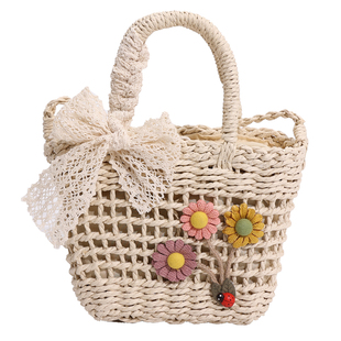 编织包女夏沙滩度假斜挎包风草编包包百搭手提复古菜篮子单肩包