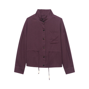 老钱通勤 天丝亚麻抽绳收腰设计感气质显瘦衬衫外套