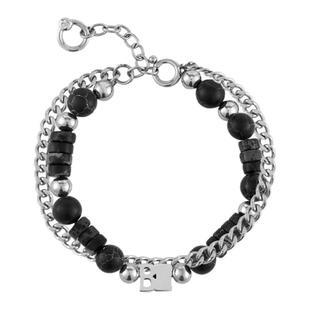 【华晨宇同款】BLACKHEAD/黑头LOGO字牌串珠链条双层手链情人节