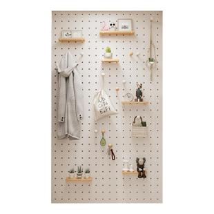 实木洞洞板置物架配件免打孔挂板入户玄关书桌造型墙定制装饰一体