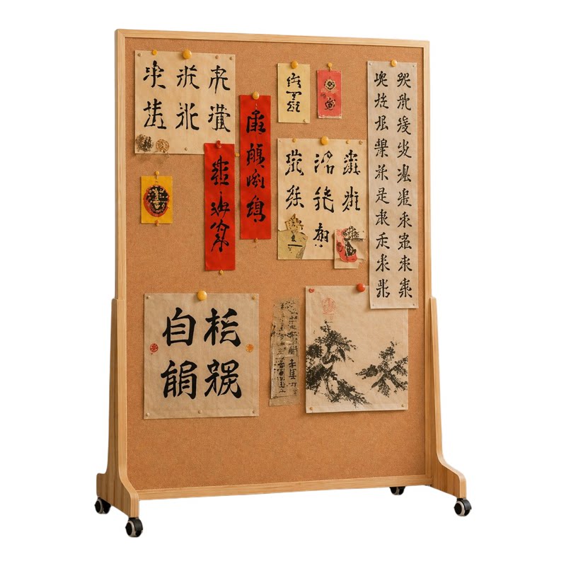 齐富可移动软木板背景板屏风板