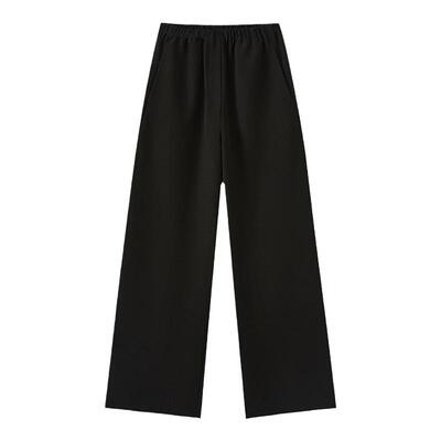 Marc O'Polo/MOP黑色直筒收腰垂感宽松休闲裤女