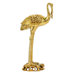 创意衔芝瑞鹤铜香炉大号仙鹤盘香炉檀香线香熏香薰烟供香炉摆件