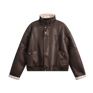 TIRED美式复古美拉德加绒PU皮衣棉服情侣宽松加厚保暖外套棉衣潮