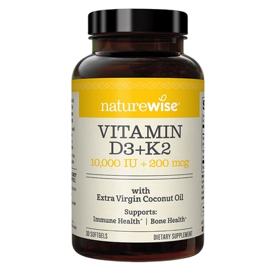 Naturewise阳光瓶D3+K2维生素d3k2胶囊10000iuv维d成人中老年补钙
