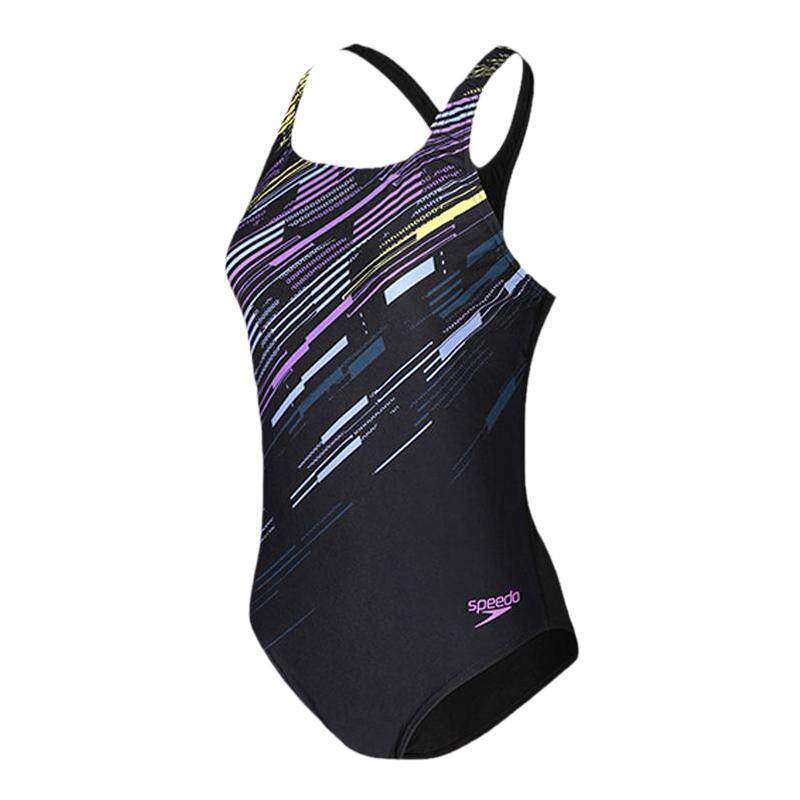 Speedo/速比涛线条印花连体泳衣