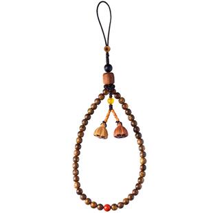 天然沉香木手机挂绳女高端手腕国风串珠手机链挂饰挂链指环扣精致