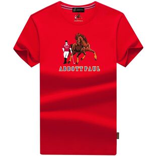高端正品保罗本命年红色t恤男短袖夏季纯棉宽松大码半袖男士体恤T