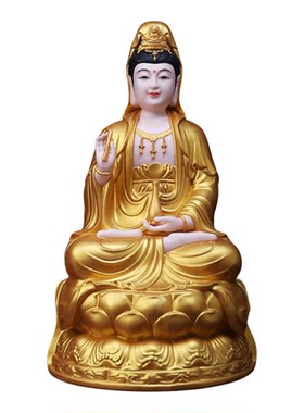 戴玉堂陶瓷坐莲观音佛像供奉摆件