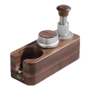 Bincoo胡桃木三孔底座意式咖啡压粉锤布粉器三件配套器具51/ 58mm