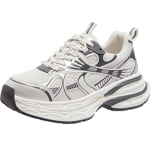 骆驼银月户外复古老爹鞋2025夏网面透气厚底休闲增高运动女款情侣