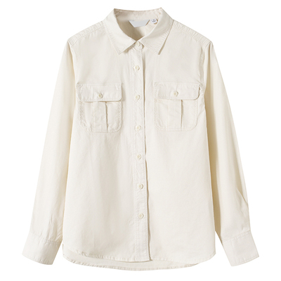 翻领长袖宽松显瘦牛仔工装衬衫