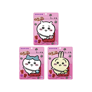 日本原装进口UHA悠哈chiikawa哈吉伊卡哇葡萄味3D软糖零食小吃51g