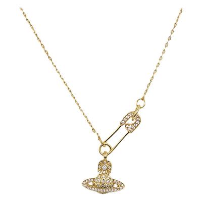 西太后镶钻别针星球坠项链