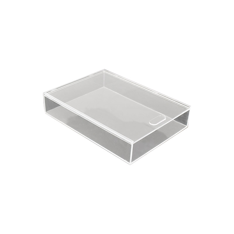 亚克力透明托盘带盖饰品展示盒防尘a4纸文件盒长方形桌面收纳盒扁