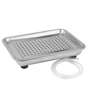 304加厚不锈钢茶盘 长方形带排水双层排水式功夫茶具茶台茶托盘小