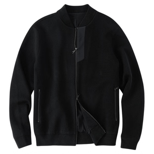 MrBu布先生时尚棒球领纯羊毛外套双拉链口袋亲肤加厚开衫BT15512