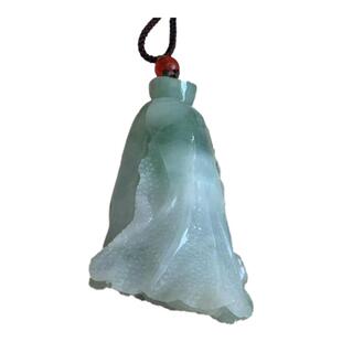 缅甸天然翡翠A货白色白菜吊坠挂件淡绿百财挂件财源广进白菜吊坠