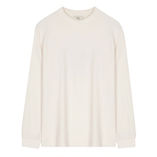 BSIJA/毕厶迦2025冬季新款长袖内搭纯色简约百搭打底中领长袖T恤