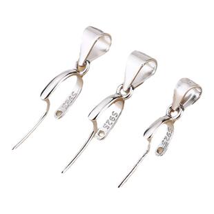 925镀银吊坠扣水晶斜孔玉佛观音琥珀玉佩挂件扣头diy玉扣配件银扣