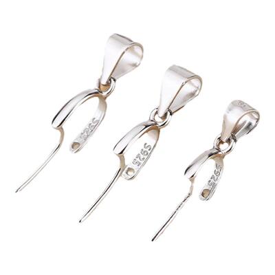 925镀银吊坠扣水晶斜孔玉佛观音琥珀玉佩挂件扣头diy玉扣配件银扣