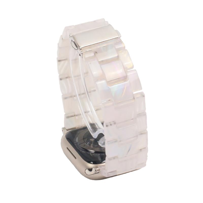 适用苹果手表iwatch1098通用女款树脂表带高级质感荧光白小众表带