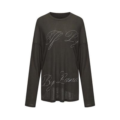 IFBYLAND灰色烫钻宽松T恤