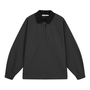 SLY 2025冬季新品文艺学院风撞色polo领宽松卫衣女030IAY80-3381